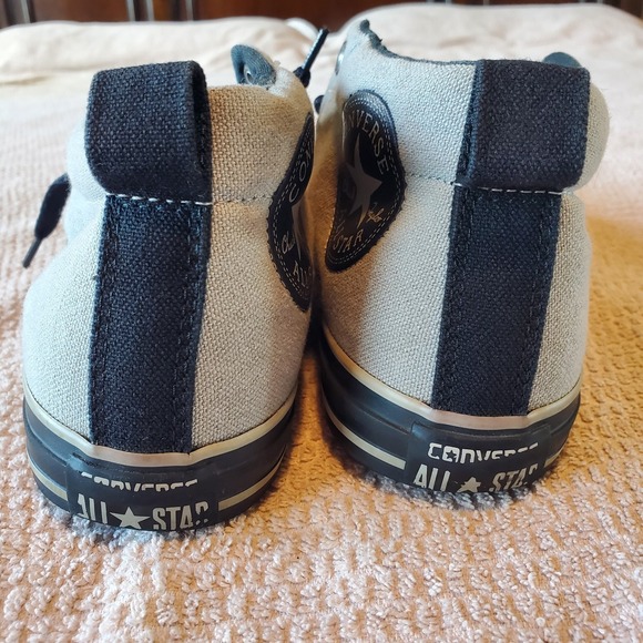 Converse All Star US Sz 6 Tan Canvas & Black Soles Black Laces High Top EUC - Picture 9 of 9